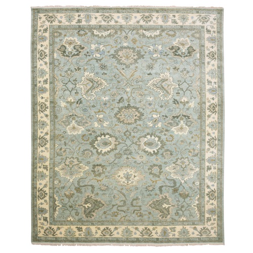 Light Blue, Hand Knotted 100% Wool, Oushak Design, Soft To The Touch Sheared Low, Oriental Rug