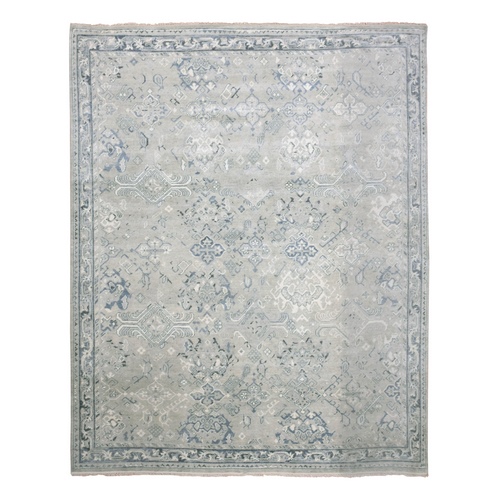 Light Gray, Oushak All Over Design, Pure Wool Hand Knotted, Oriental Rug