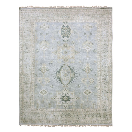 Stone Gray, Persian Karajeh Design with Large Medallions, Hand Knotted Soft Wool, Oriental Rug