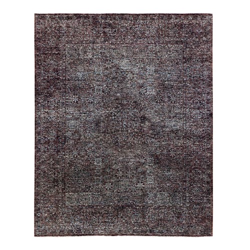 Chocolate Brown, Obscured, Tone on Tone Mamluk Design, Thick and Plush, 100% Wool Hand Knotted, Oriental Rug