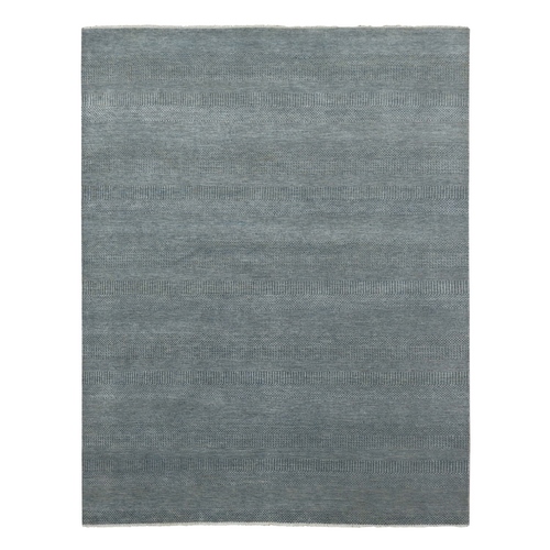Davy's Gray, Hand Knotted, Grass Design Dense Weave, Tone on Tone, Wool and Silk, Soft to the Touch, Oriental Rug