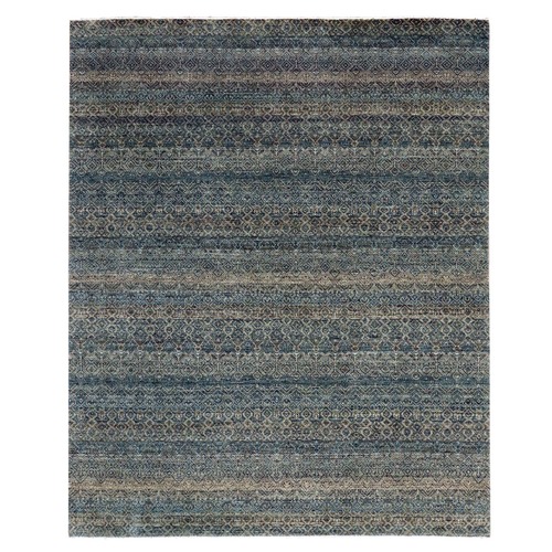 Ocean Blue, Hand Knotted Kohinoor Herat Small Geometric Repetitive Design, 100% Plush Wool, Oriental 