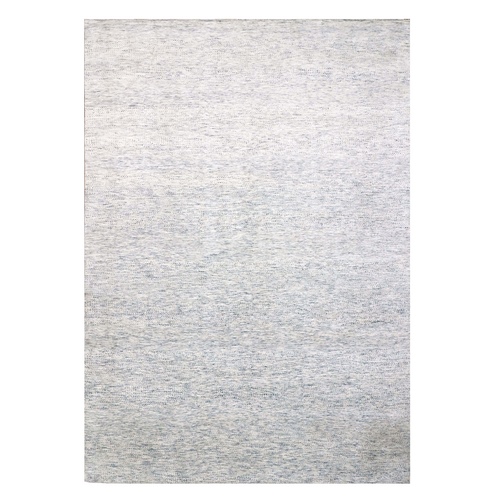 Blue-Gray, Hand Knotted Undyed Natural Wool Organic Salt and Pepper Design, Thick and Plush, Oriental Rug