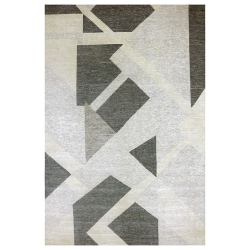 Gainsboro Gray, Geometric Art Nouveau Collection Soft to the Touch, Extra Soft Wool Hand Knotted, Oversized Oriental Rug