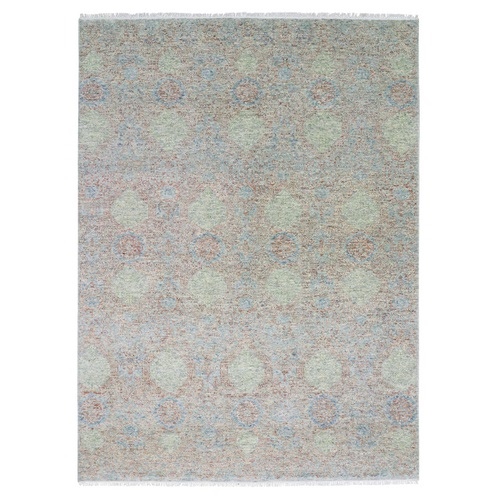 Green, Tone on tone Obscured and Subtle Collection, Natural Dyes, Soft Wool, Hand Knotted  Oriental Rug