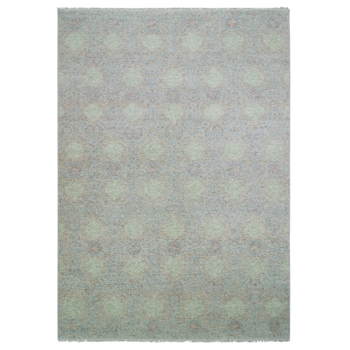 Green, Oversize, Tone on tone, 100% Wool, Obscured and Subtle Collection, Hand Knotted, Oriental Rug