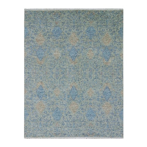 Blue, Tone on tone Obscured and Subtle collection, Soft pile, 100% Wool,Hand Knotted, Oriental Rug