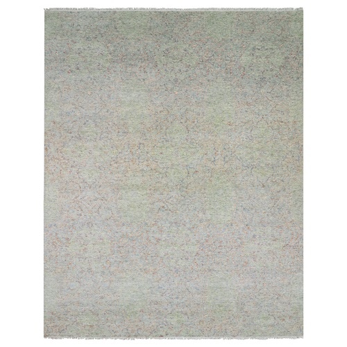 Green, Oversize, Soft Luxurious Wool, Tone on tone Obscured and Subtle Collection,  Hand Knotted, Oriental Rug