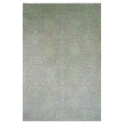 Green, Tone on tone Obscured and Subtle Collection, Hand Knotted, Oversize, Soft Luxurious Wool, Oriental 