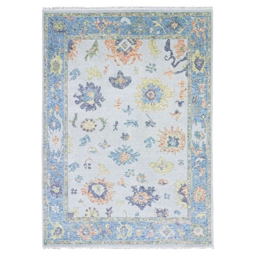 Blue on Blue, Oushak re imagined, 100% Pure wool, Hand Knotted, Natural Dyes, Soft and Lush Pile Oriental Rug