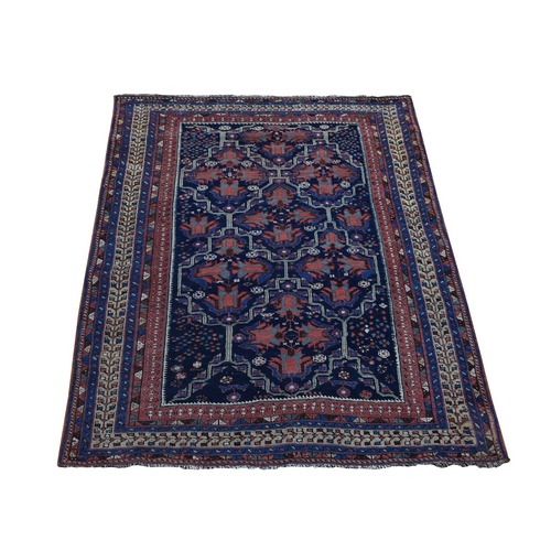 Midnight Blue, Antique Persian Afshar, Good Condition Hand Knotted Pure Wool, Oriental Rug