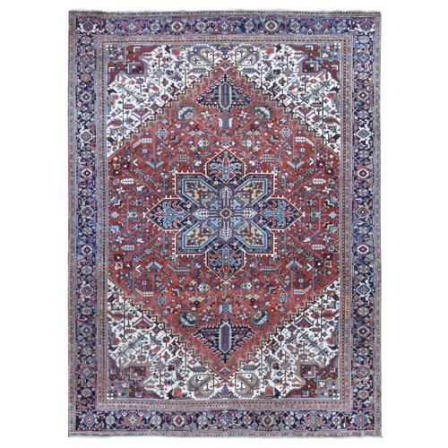 Brick Red, Antique Persian Heriz, Excellent Condition, Clean, Sides and Edges Professionally Secured, Hand Knotted, Pure Wool Oriental Rug