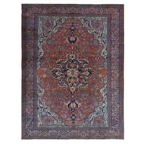 Barn Red, Antique Persian Feraghan Sarouk, Evenly Worn Soft and Supple, Hand Knotted Soft Wool, No Repairs, Clean, Sides and Edges Professionally Secured, Oriental Rug