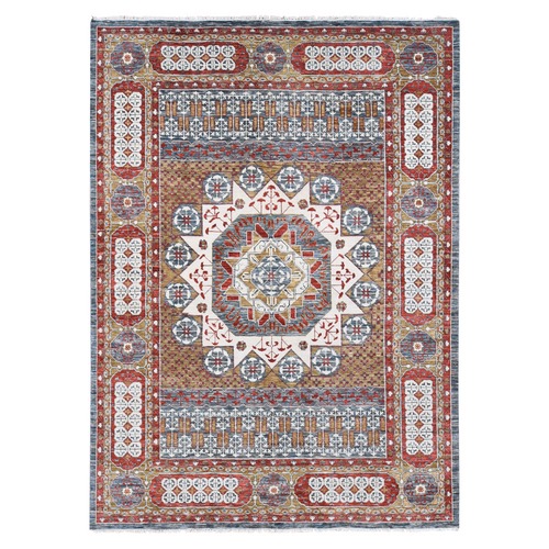 Gold, Mamluk Design Vegetable Dyes, Hand Spun New Zealand Wool Hand Knotted, Oriental Rug