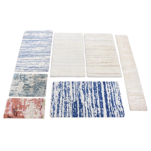 One Lot of Five Samples Wool and Silk Hand Knotted Modern Oriental Rugs