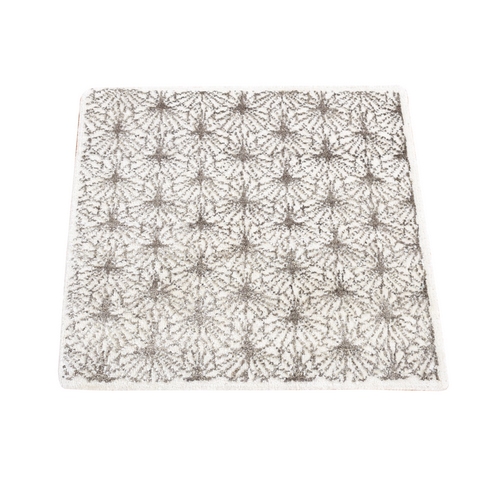 Ivory, Modern Design with Intricate All Over Pattern, Wool and Silk Hand Knotted, Square Sample Oriental 