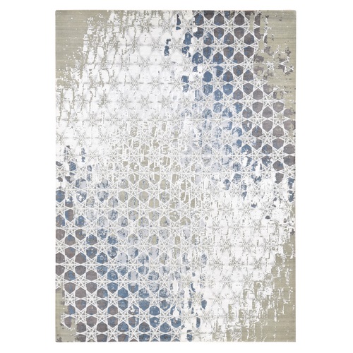 Agreeable Gray, THE HONEYCOMB Award Winning Design, Hand Knotted Wool and Silk, Oriental Rug