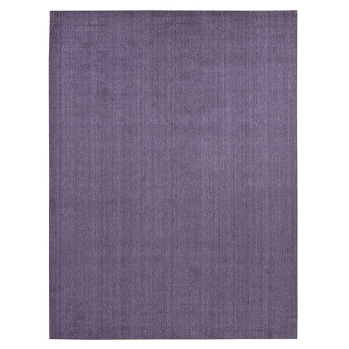 Rouge Purple, Hand Loomed, Pure Wool, Tone on Tone, Modern Obscured and Textured Squares Design, Oriental 