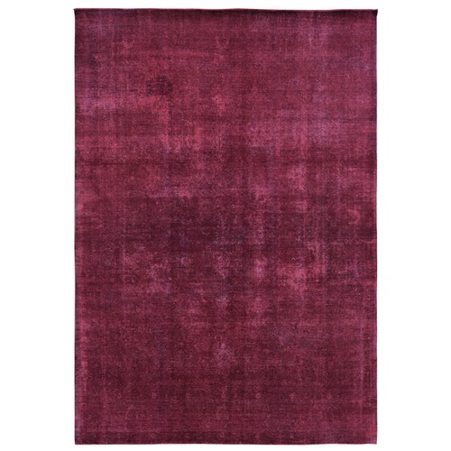 Barn Red, Overdyed Persian Tabriz Worn Pile Hand Knotted Oriental Rug