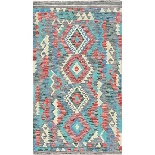 Colorful, Organic Wool Hand Woven, Afghan Kilim with Geometric Design Natural Dyes, Flat Weave Reversible, Oriental 