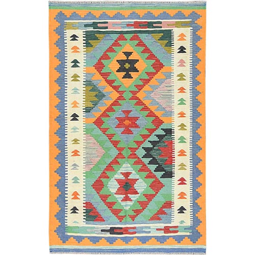 Colorful, Extra Soft Wool Hand Woven, Afghan Kilim with Geometric Design Natural Dyes, Flat Weave Reversible, Oriental 