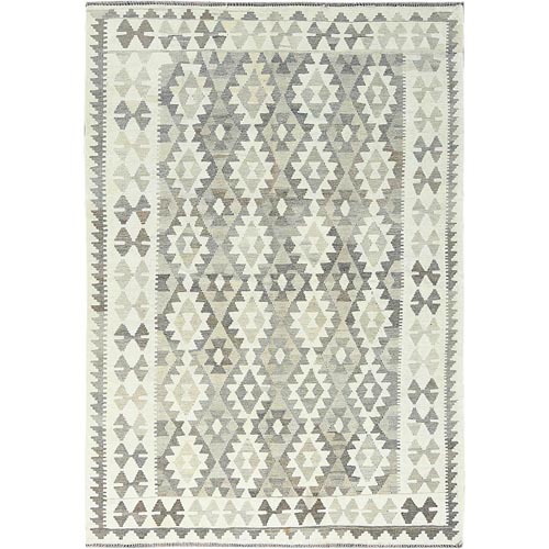 Earth Tone Colors, Hand Woven Afghan Kilim with Geometric Design, Undyed Natural Wool Flat Weave, Reversible, Oriental Rug