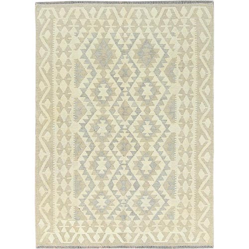 Earth Tone Colors, Undyed Natural Wool Hand Woven, Afghan Kilim Flat Weave, Reversible Oriental Rug