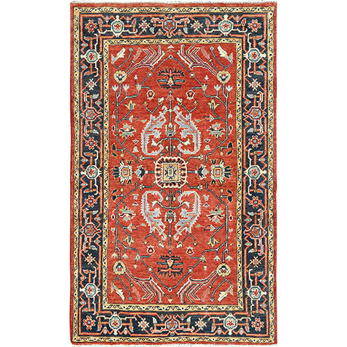 Imperial Red, Natural Wool Hand Knotted, Afghan Peshawar with All Over Heriz Design Vegetable Dyes, Oriental Rug