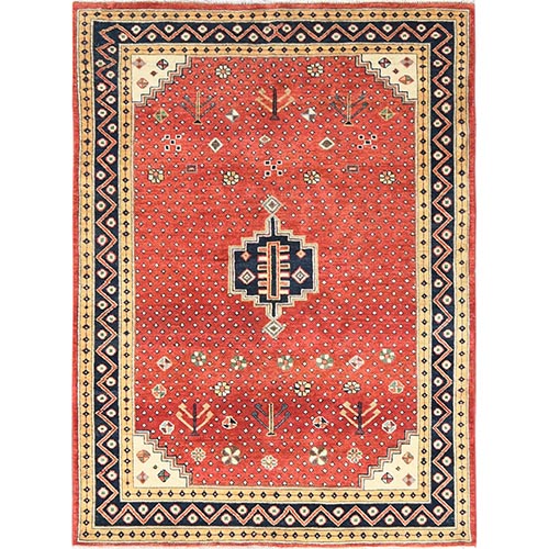 Fire Brick, Special Kazak with All Over Pattern Natural Dyes, 100% Wool Hand Knotted, Oriental Rug