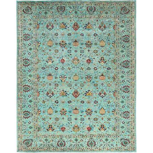 Jungle Green, Afghan Peshawar with Sultani All Over Pomegranate Design, Natural Dyes, Natural Wool, Hand Knotted, Oriental Rug