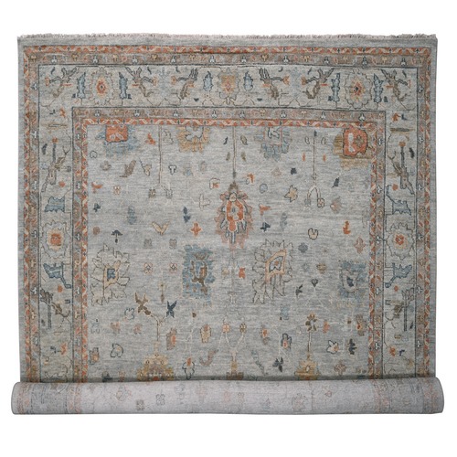 Light Gray, Oushak Design, Supple Collection Thick and Plush, Organic Wool Hand Knotted, Oversized Oriental Rug