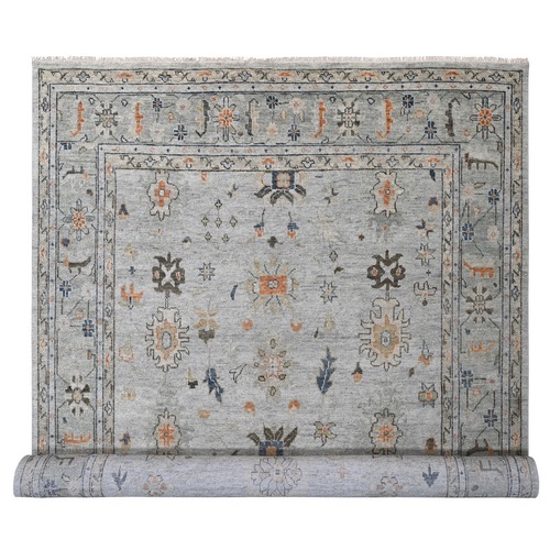 Light Gray, Extra Soft Wool Hand Knotted, Oushak Design, Supple Collection Thick and Plush, Oversized Oriental Rug