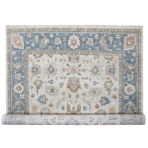 Ivory, Natural Wool Hand Knotted, Oushak Design, Supple Collection Thick and Plush, Oversized Oriental Rug