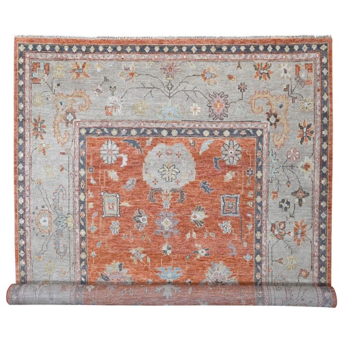 Rust Red, Oushak Design, Supple Collection Thick and Plush, Pure Wool Hand Knotted, Oversized Oriental Rug