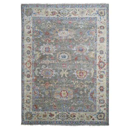 Moist Gray, Soft Wool Hand Knotted, Oushak Design, Supple Collection Thick and Plush, Oriental Rug
