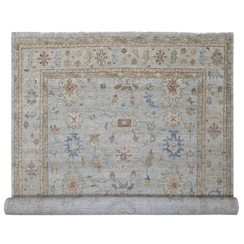 Space Gray, Hand Knotted Oushak Design, Supple Collection Thick and Plush, Soft Wool, Oversized Oriental Rug