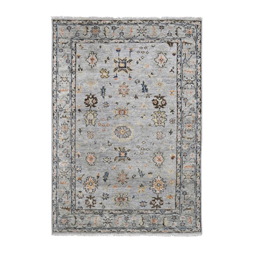 Light Gray, Oushak Design, Supple Collection Thick and Plush, Extra Soft Wool, Hand Knotted, Oriental Rug