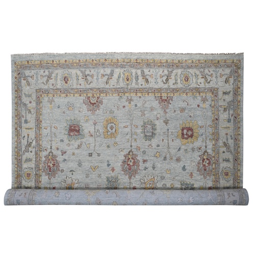 Light Gray, Oushak Design, Supple Collection Thick and Plush, Hand Knotted, Pure Wool, Oversized Oriental 