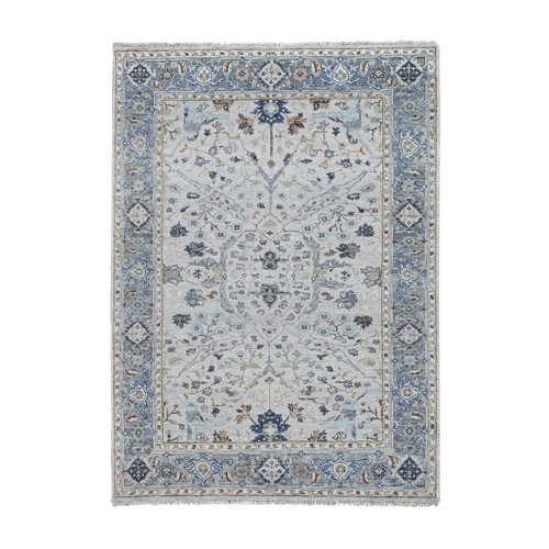 Light Gray, Hand Knotted Oushak with All Over Design, Dense Weave, Extra Soft Wool, Oriental Rug
