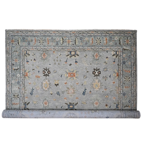Light Gray, Oushak Design, Supple Collection Thick and Plush, Extra Soft Wool, Hand Knotted, Oversized Oriental Rug