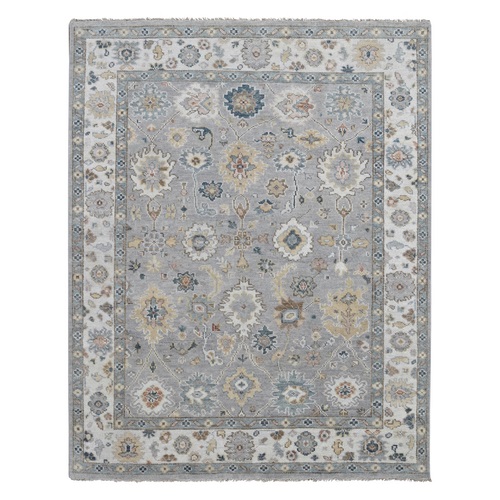 Light Gray, Oushak with All Over Design, Supple Collection, Soft Wool, Thick and Plush, Hand Knotted, Oriental Rug