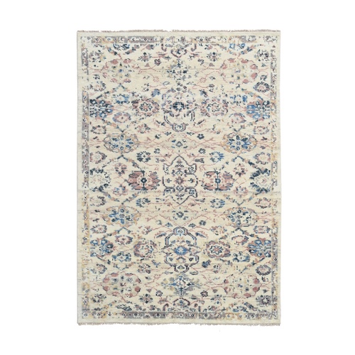 Ivory, Pure Wool, Soft Pile, Natural Dyes, Hand Knotted, Mahal Design, Supple Collection, Oushak Oriental Rug