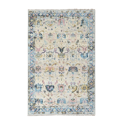 Ivory, Hand Knotted, Mahal Design, Supple Collection, Soft Pile, Pure Wool, Vegetable Dyes, Oriental Rug