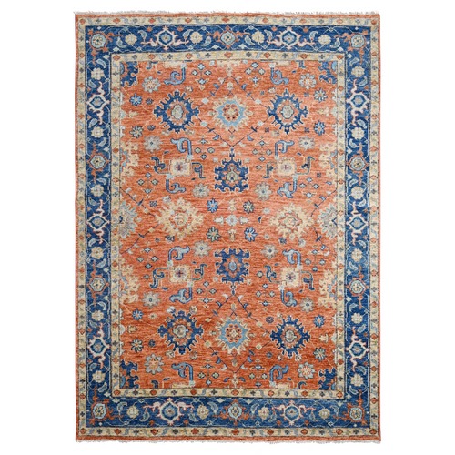 Rust Orange, Supple Collection, Pure Wool, All over Mahal Design, Hand Knotted, Oriental Rug