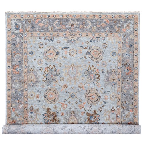 Blue & Grey, Supple Collection, Oushak Design, 100% Wool, Hand Knotted, Soft Pile Oriental Rug