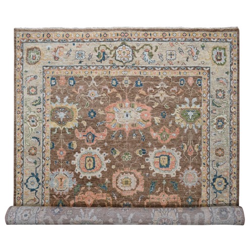 Camel Brown, Oushak Design, Supple Collection Thick and Plush, Hand Knotted, Pure Wool, Oversize Oriental Rug