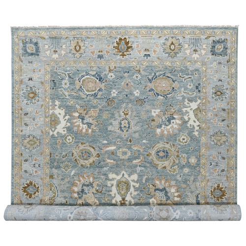 Silver Blue, Hand Knotted, Supple Collection, Oushak Design, 100% Wool, Oriental Rug