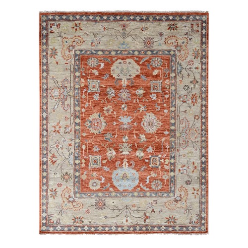 Burnt Orange, Hand Knotted, Oushak Design, Extra Soft Wool, Thick and Plush, Supple Collection, Oriental Rug