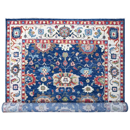 Navy Blue, Soft Wool, Intrigued Oushak Design, Plush and Lush, Supple Collection, Hand Knotted, Oversize Oriental Rug