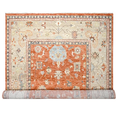 Burnt Orange, Natural Dyes, Extra Soft Wool, Thick and Plush, Hand Knotted, Oushak Design, Supple Collection, Oversize Oriental Rug